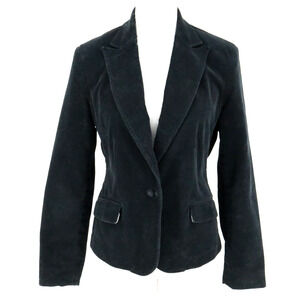Jones NY Sport Jacket Womens 6 Black Velour Stretch Lined Pockets Blazer